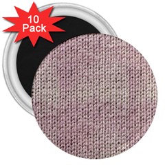 Knitted Wool Pink Light 3  Magnets (10 Pack) 