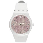 Knitted Wool Pink Light Round Plastic Sport Watch (M) Front