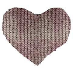 Knitted Wool Pink Light Large 19  Premium Flano Heart Shape Cushions by snowwhitegirl