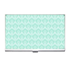 Damask Aqua Green Business Card Holders by snowwhitegirl