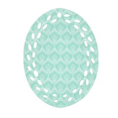 Damask Aqua Green Ornament (oval Filigree)