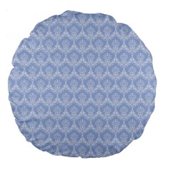 Damask Light Blue Large 18  Premium Flano Round Cushions