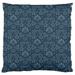 Damask Blue Large Flano Cushion Case (one Side) by snowwhitegirl