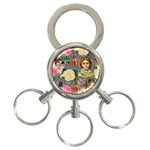 Damask Religious Victorian Grey 3-Ring Key Chains Front