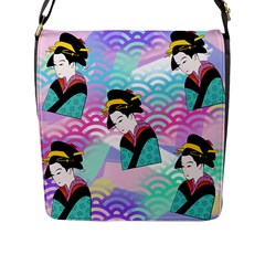 Japanese Abstract Flap Messenger Bag (l)  by snowwhitegirl