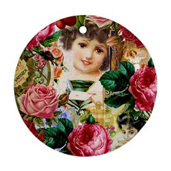 Little Girl Victorian Collage Ornament (round)