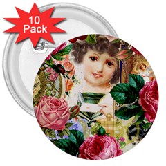 Little Girl Victorian Collage 3  Buttons (10 Pack)  by snowwhitegirl