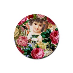 Little Girl Victorian Collage Rubber Round Coaster (4 Pack)  by snowwhitegirl