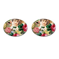 Little Girl Victorian Collage Cufflinks (oval)