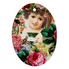 Little Girl Victorian Collage Oval Ornament (two Sides)