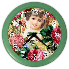 Little Girl Victorian Collage Color Wall Clocks by snowwhitegirl