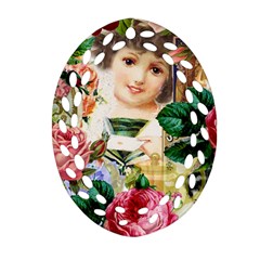 Little Girl Victorian Collage Oval Filigree Ornament (two Sides) by snowwhitegirl