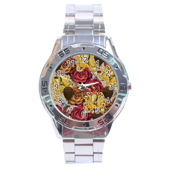 Octopus Floral Stainless Steel Analogue Watch