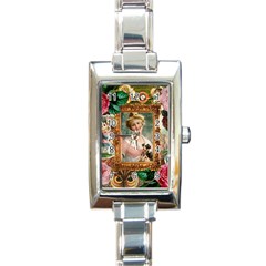 Victorian Collage Of Woman Rectangle Italian Charm Watch