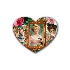 Victorian Collage Of Woman Heart Coaster (4 Pack) 