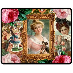 Victorian Collage Of Woman Double Sided Fleece Blanket (medium) 