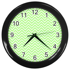 Green Chevron Wall Clocks (black)