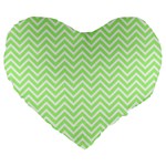 Green Chevron Large 19  Premium Heart Shape Cushions Front