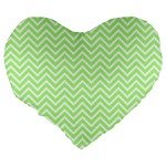 Green Chevron Large 19  Premium Heart Shape Cushions Back
