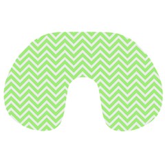 Green Chevron Travel Neck Pillows by snowwhitegirl