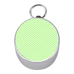 Green Chevron Mini Silver Compasses