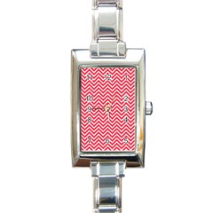 Red Chevron Rectangle Italian Charm Watch