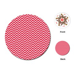 Red Chevron Playing Cards (Round) 