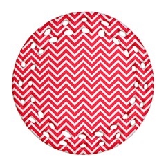 Red Chevron Round Filigree Ornament (Two Sides)