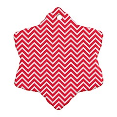 Red Chevron Snowflake Ornament (Two Sides)