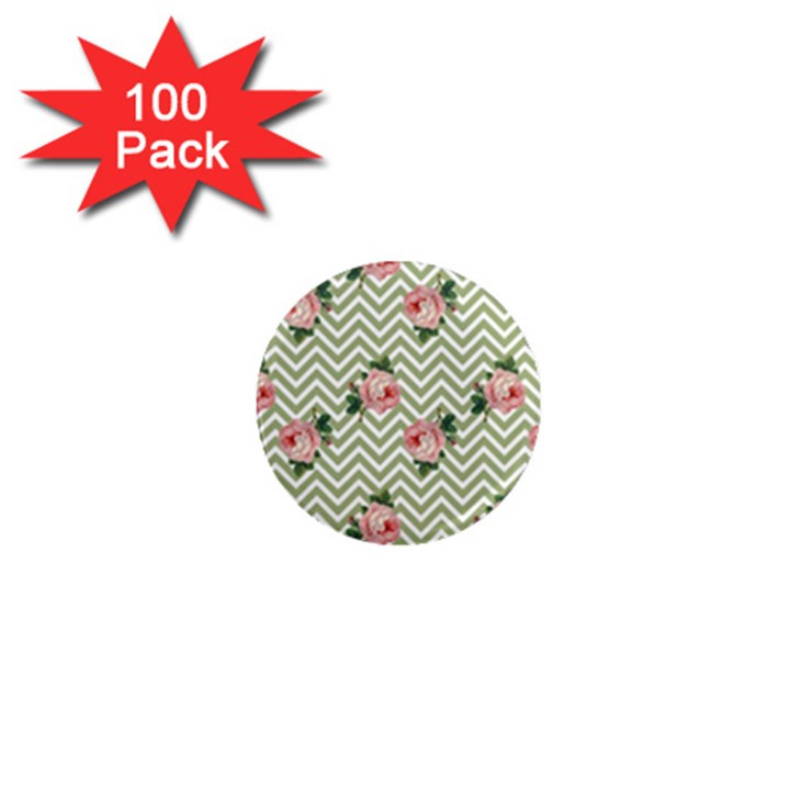 Green Chevron Rose 1  Mini Magnets (100 pack) 