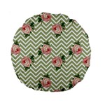 Green Chevron Rose Standard 15  Premium Round Cushions Front