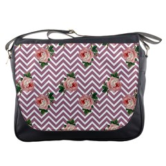 Violet Chevron Rose Messenger Bags