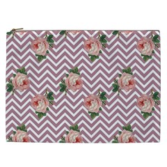 Violet Chevron Rose Cosmetic Bag (xxl) 