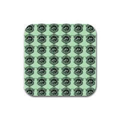 Three Women Green Rubber Square Coaster (4 Pack) 