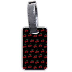 Cherries Black Luggage Tags (one Side)  by snowwhitegirl