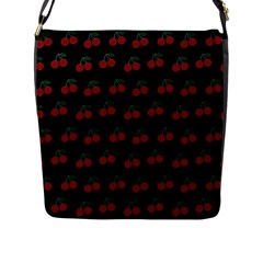 Cherries Black Flap Messenger Bag (l) 