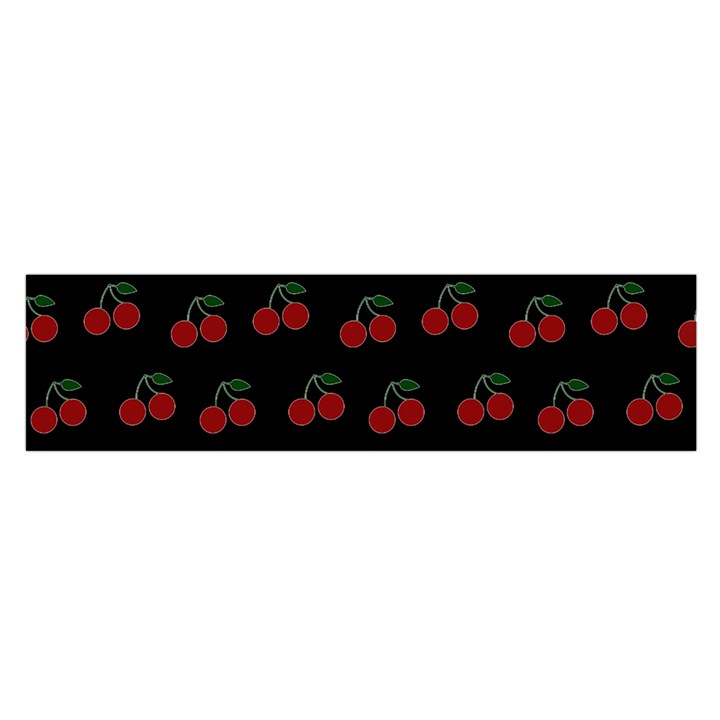 Cherries Black Satin Scarf (Oblong)