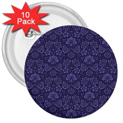 Damask Purple 3  Buttons (10 Pack) 