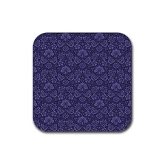 Damask Purple Rubber Coaster (square)  by snowwhitegirl