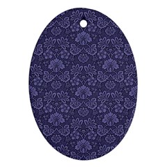 Damask Purple Oval Ornament (two Sides)