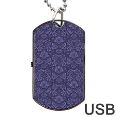 Damask Purple Dog Tag Usb Flash (one Side)