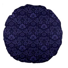 Damask Purple Large 18  Premium Round Cushions