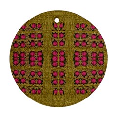 Bloom In Gold Shine And You Shall Be Strong Round Ornament (two Sides) by pepitasart