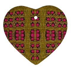 Bloom In Gold Shine And You Shall Be Strong Heart Ornament (two Sides) by pepitasart