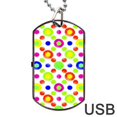 Multicolored Circles Motif Pattern Dog Tag Usb Flash (two Sides) by dflcprints