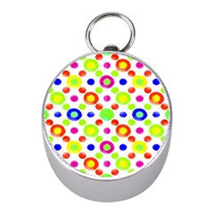 Multicolored Circles Motif Pattern Mini Silver Compasses