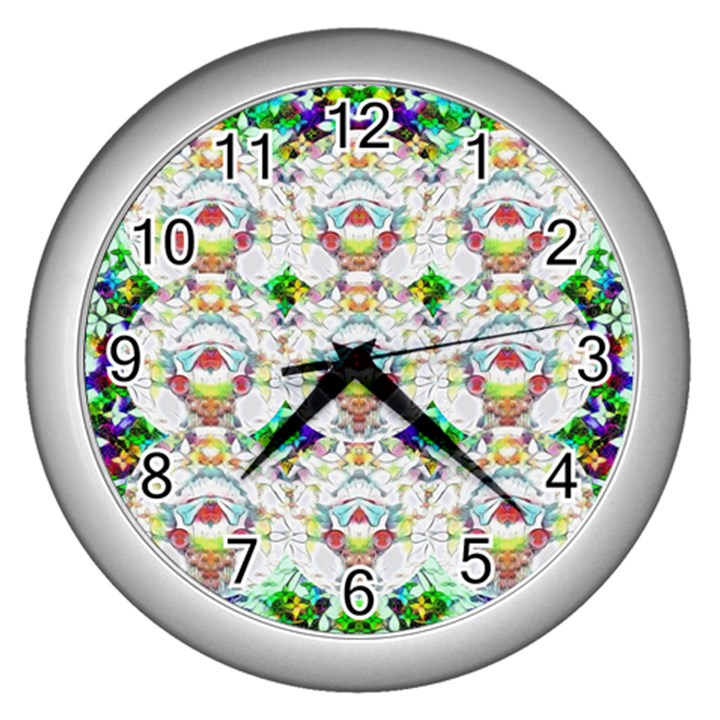 Nine Little Cartoon Dogs In The Green Grass Wall Clocks (Silver) 