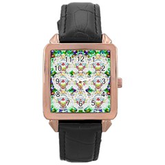 Nine Little Cartoon Dogs In The Green Grass Rose Gold Leather Watch  by pepitasart