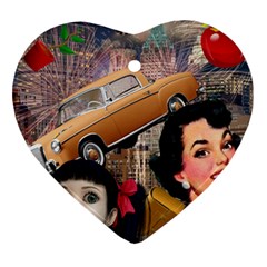 Out In The City Heart Ornament (two Sides) by snowwhitegirl