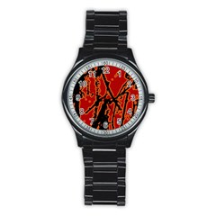 Vivid Abstract Grunge Texture Stainless Steel Round Watch by dflcprints